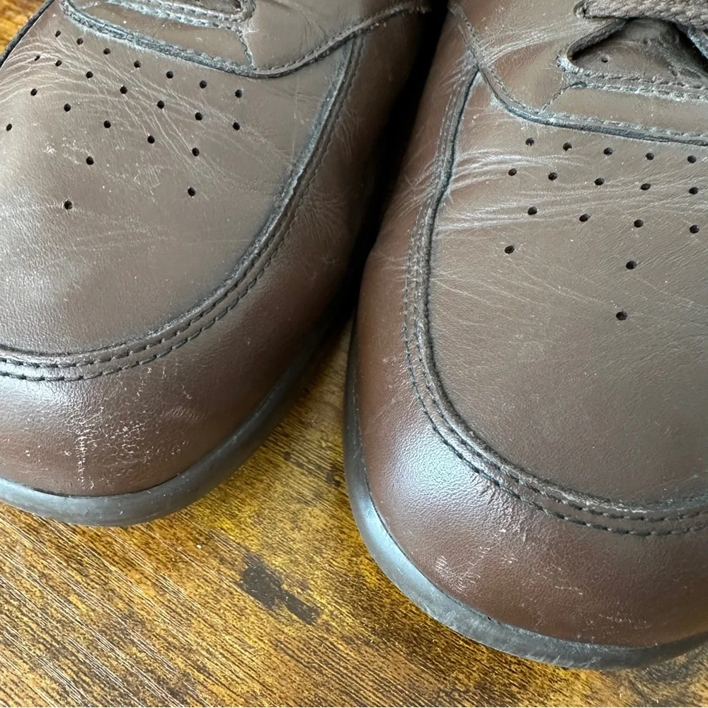SAS Time Out Brown Leather Comfort Walking Shoes Lace Up Sneaker Men's